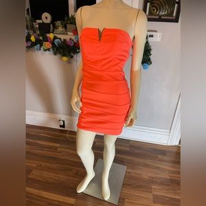 Orange Neon strapless dress